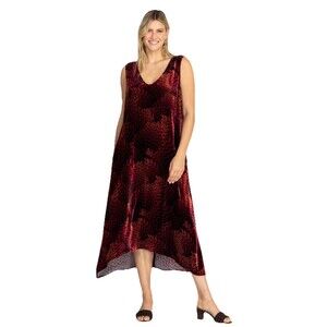 NWT Johnny Was Belle Velvet Maxi Tank Dress, Red/Multicolor, Sz 1X $323